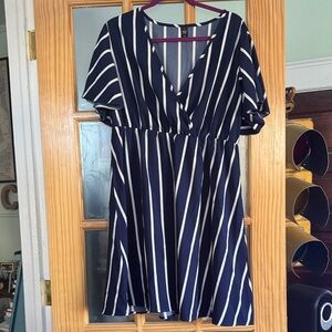 SHEIN Navy and White Striped Mini Dress
